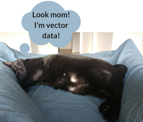 LB making a line with a thought bubble above his head that reads 'look mom! I'm vector data!'